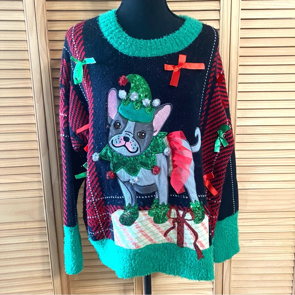 Men’s medium Festive Dog ugly Christmas Sweater